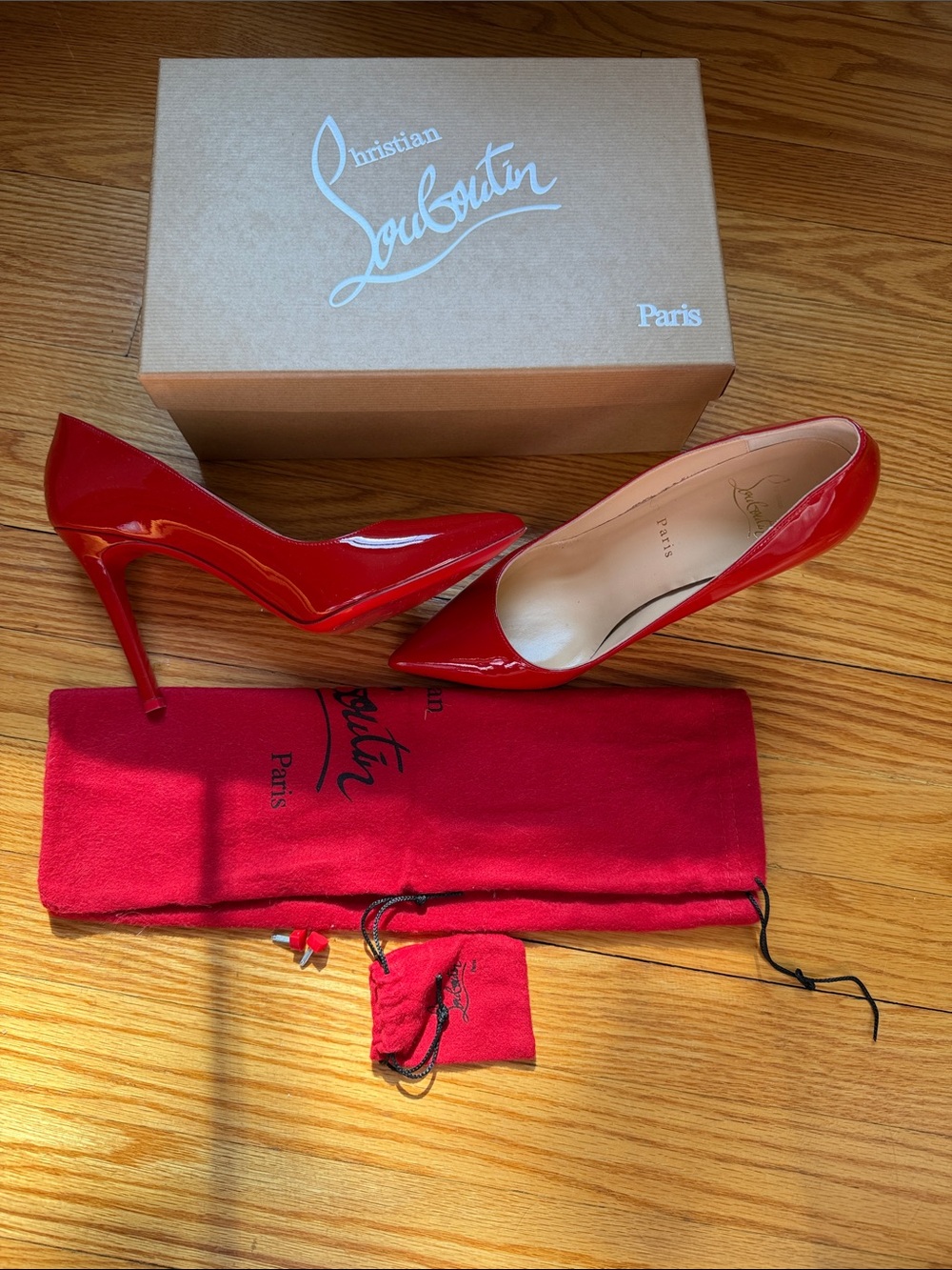 Christian Louboutin Red Patent Pointed-Toe Stiletto Pumps